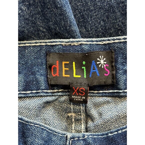 Delia's Dolls Kill Womens Blue Denim Jeans Wide Leg Medium Wash High Rise XS - Picture 7 of 8